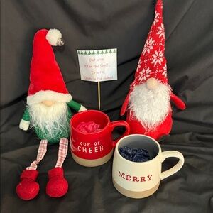 Festive Gnome and Mug Set - Red and Green